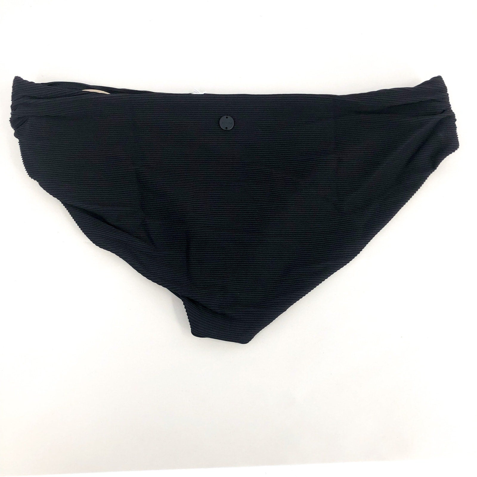 PRANA Women's Marta Bikini Bottom XL Black Ottoman Ribbed Fold Over Band NWT