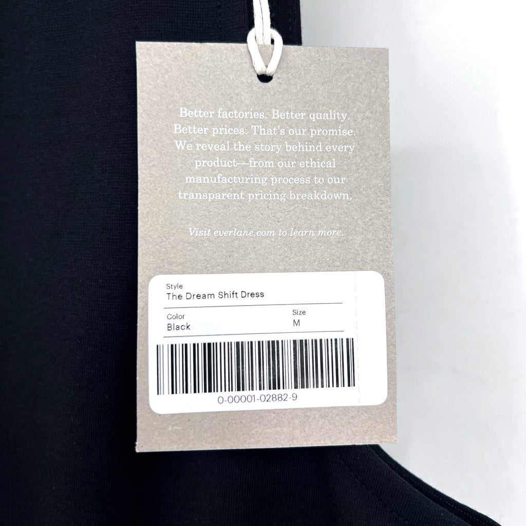 EVERLANE Women's The Dream '90s Shift Dress Medium Black Sleeveless Stretch NWT