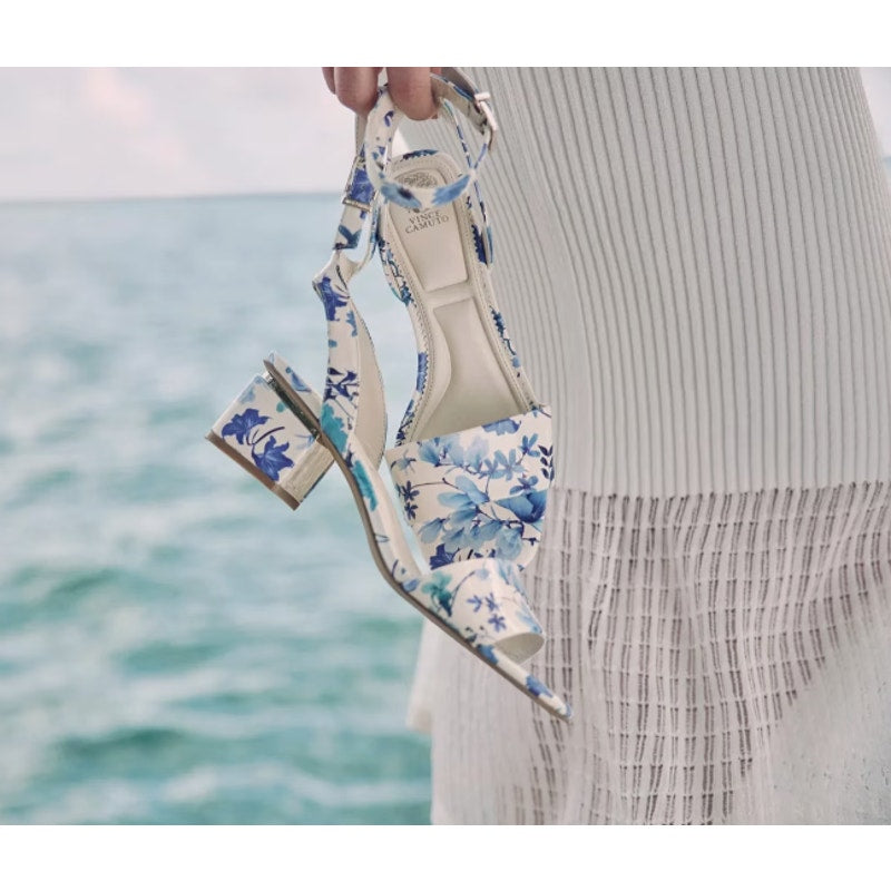 Vince Camuto Womens Acaylee Heeled Sandals US 6.5 M EU 37 Blue Floral NIB