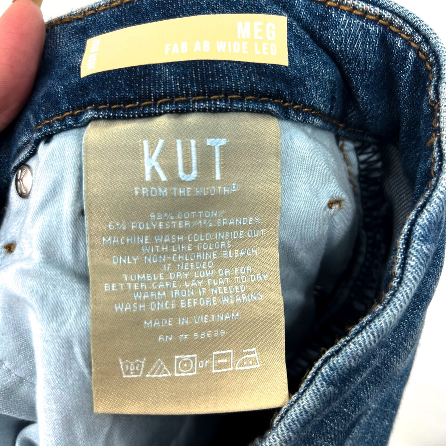 KUT FROM THE KLOTH Meg Wide Leg Jeans 10 Blue Milestone High Rise Fab Ab NWT