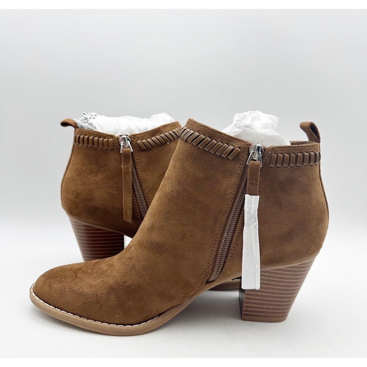 Dolce Vita Womens Jace Ankle Booties Size 8.5 Camel Brown Heel Suede NWOB