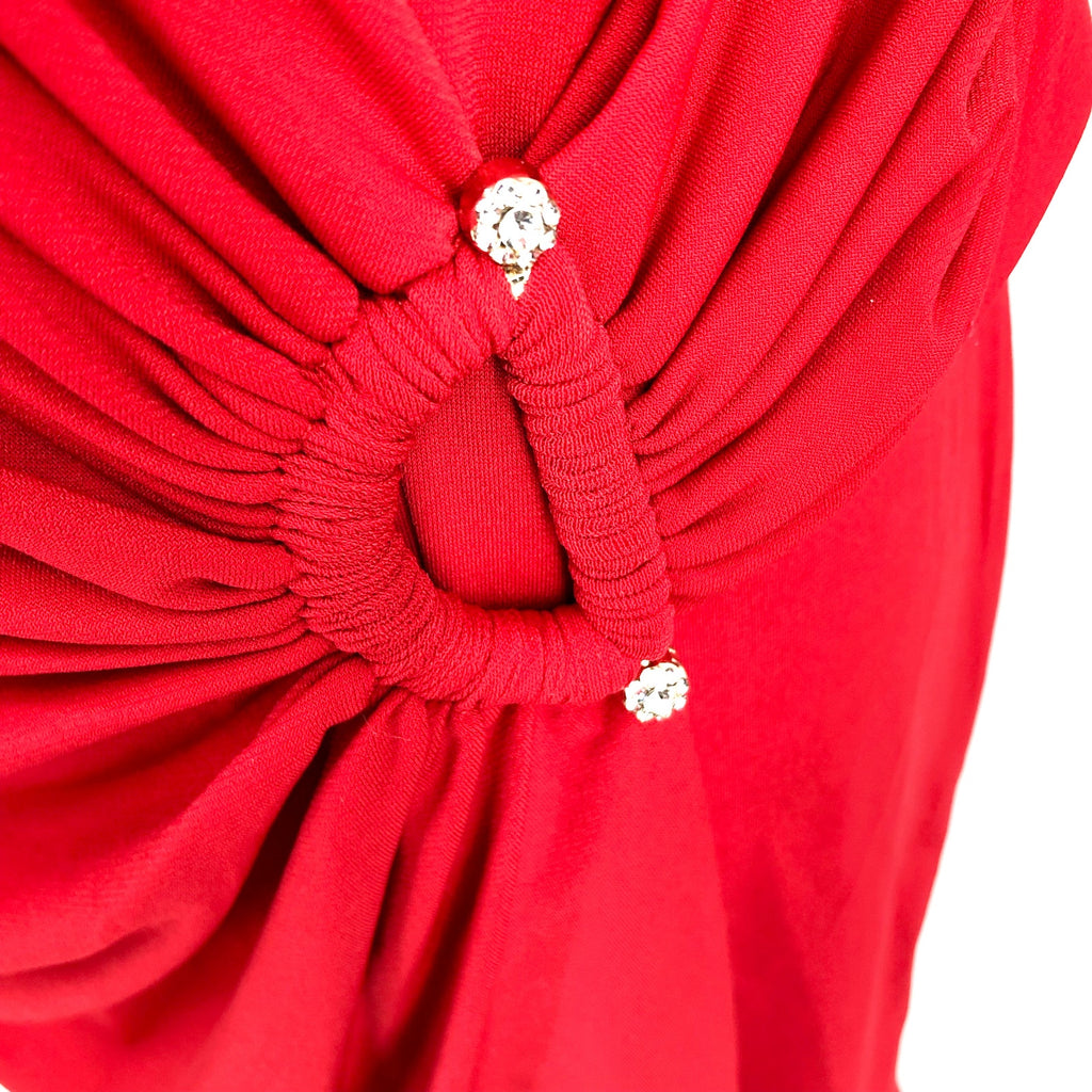 TOMMY BAHAMA Clara Faux Wrap Dress XL Tango Red Stretch Jersey Rhinestone NWT