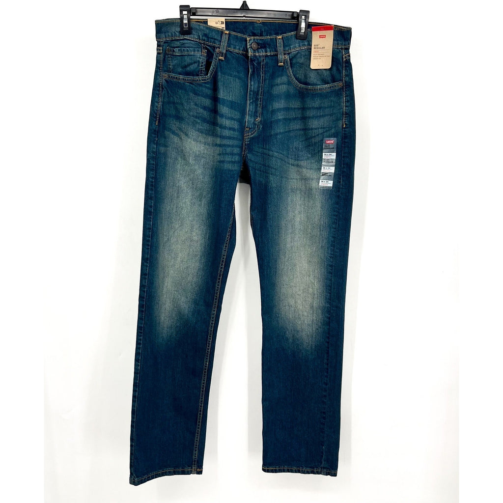 LEVI'S Men's 505 Straight Fit Jeans 36x34 Blue Cash Wash Stretch 005051064 NWT