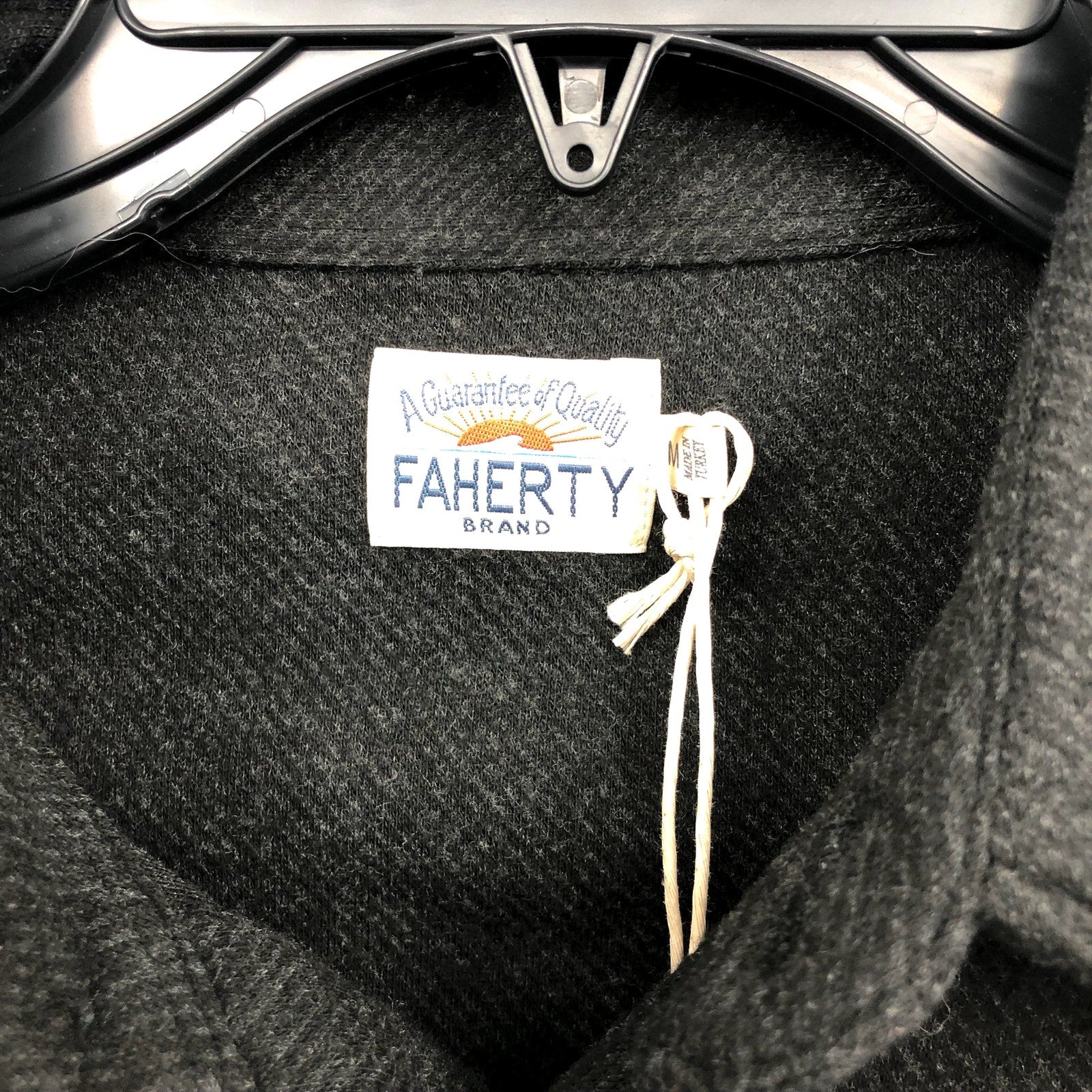 FAHERTY Men's Legend Sweater Shirt Medium Heathered Black Twill Long Sleeve NWT