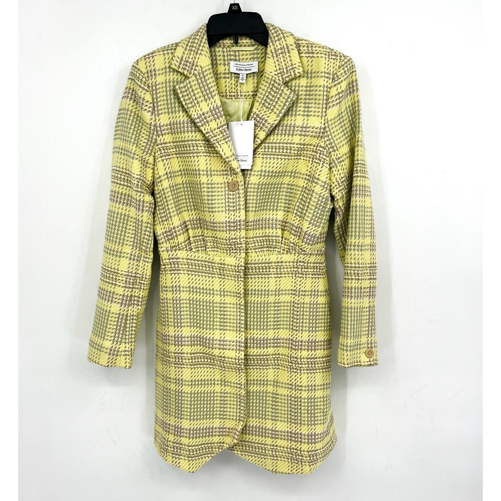& OTHER STORIES Women's Blazer Mini Dress Size 4 Green Plaid Long Sleeve NWT