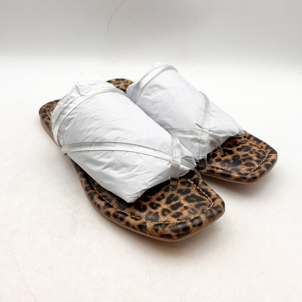 Dolce Vita Womens Leanna Sandals Size 8.5 Leopard Brown Slide Flip Flop NIB