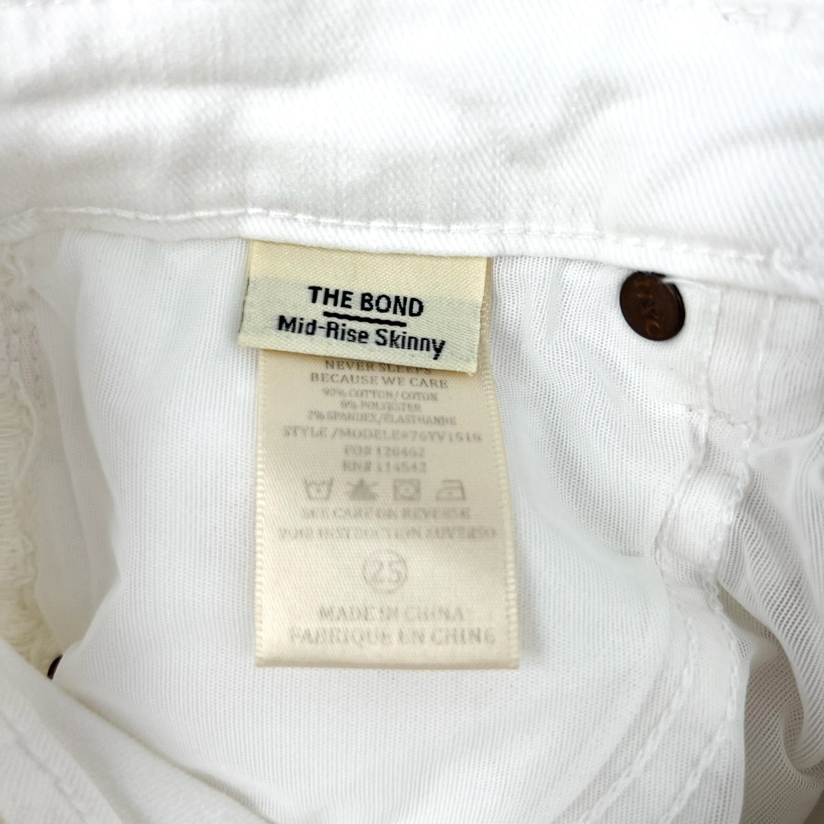 BLANKNYC Womens Bond Skinny Jeans Size 25 US 0 White Stretch Mid Rise NWOT