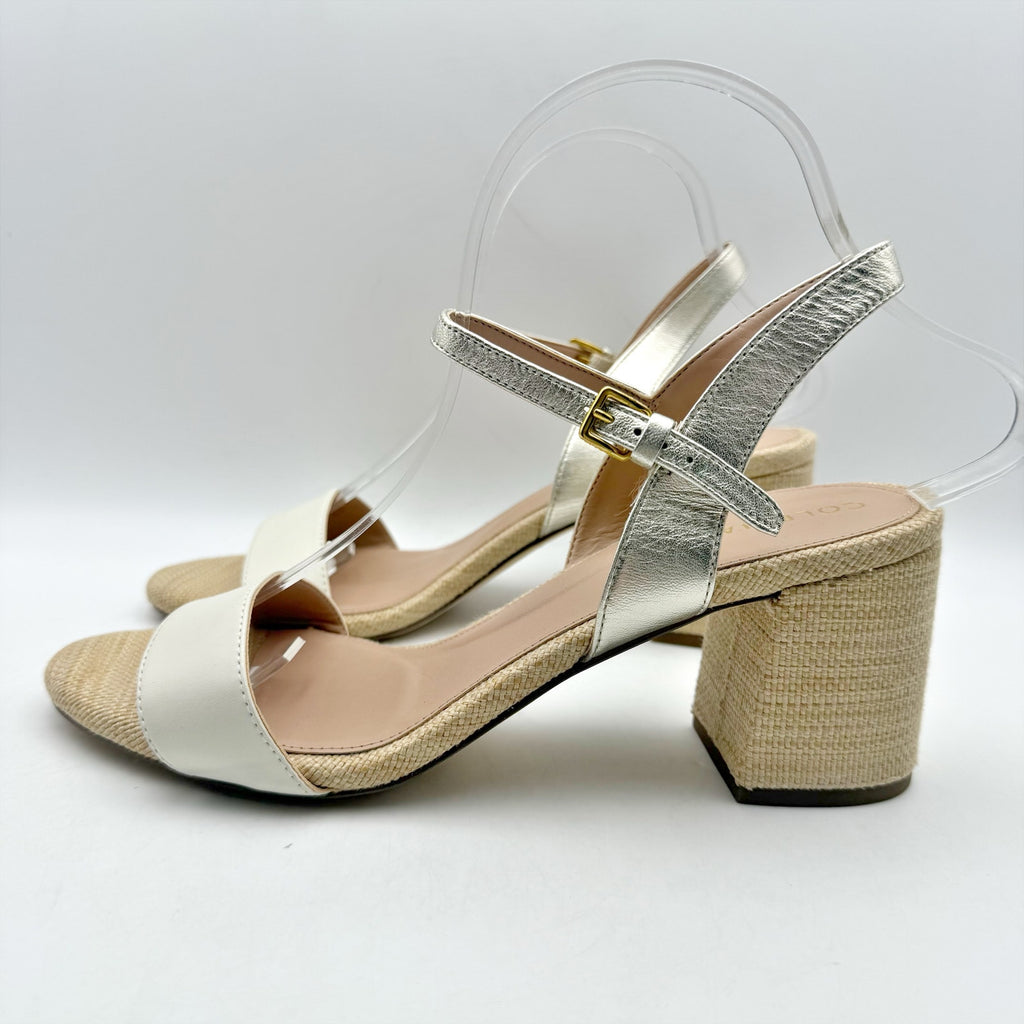 Cole Haan Womens Josie Heeled Sandals US 8.5 B Taupe Cream Suede NWOB