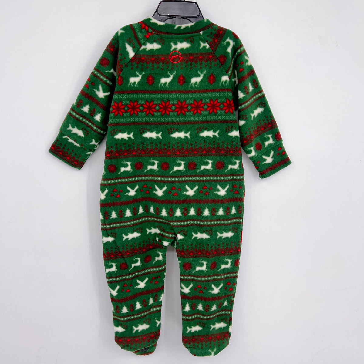 MAGELLAN Baby Holiday One Piece Pajama 6-9 Months Green Print Fleece Footed NWOT