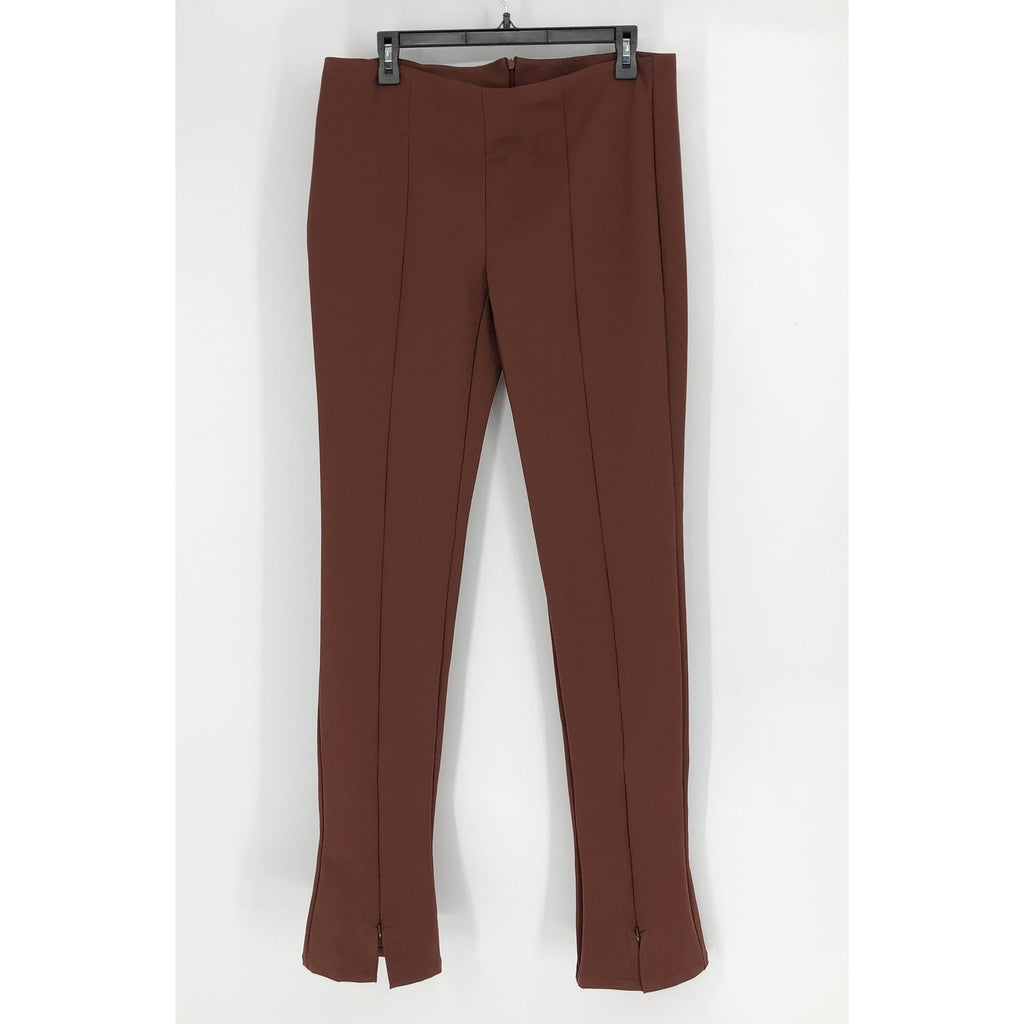 SPORTMAX Women's Zip Cuff Slim Fit Pants Size 14 Red Brown Stretch Trousers NWOT
