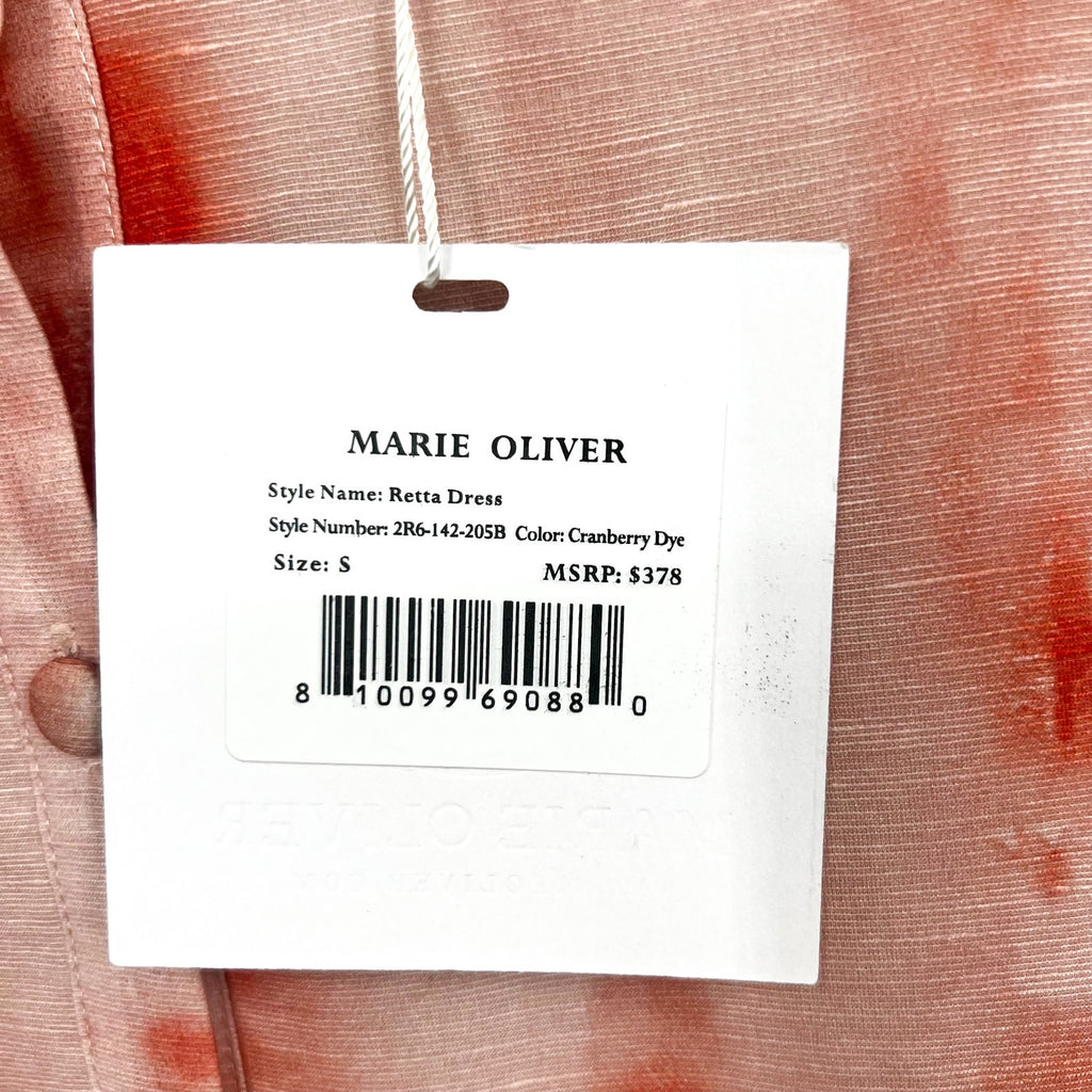 MARIE OLIVER Women's Retta Shift Dress Small Pink Cranberry Dye Linen Silk NWT