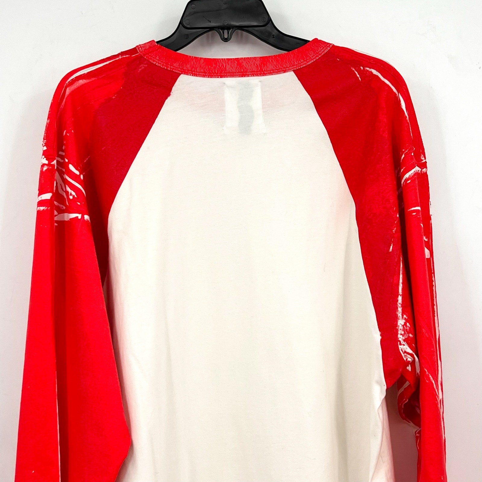 BTFL Men's Crewneck Baseball T-Shirt with Vinyl Sleeves Large White/Red NWOT