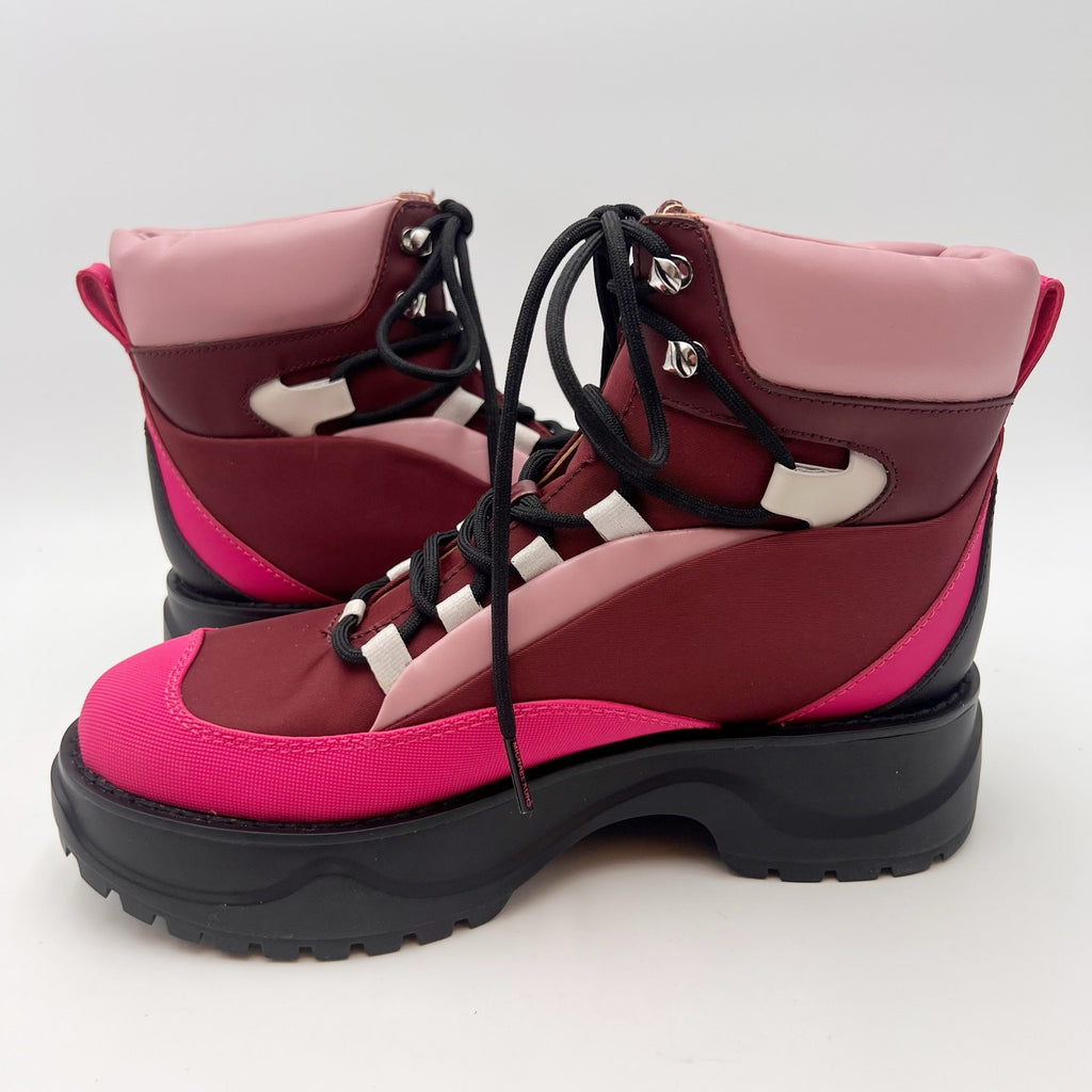 Micheal Kors Womens Dupree Hiker Booties Size 7 Pink Black Platform NWOB