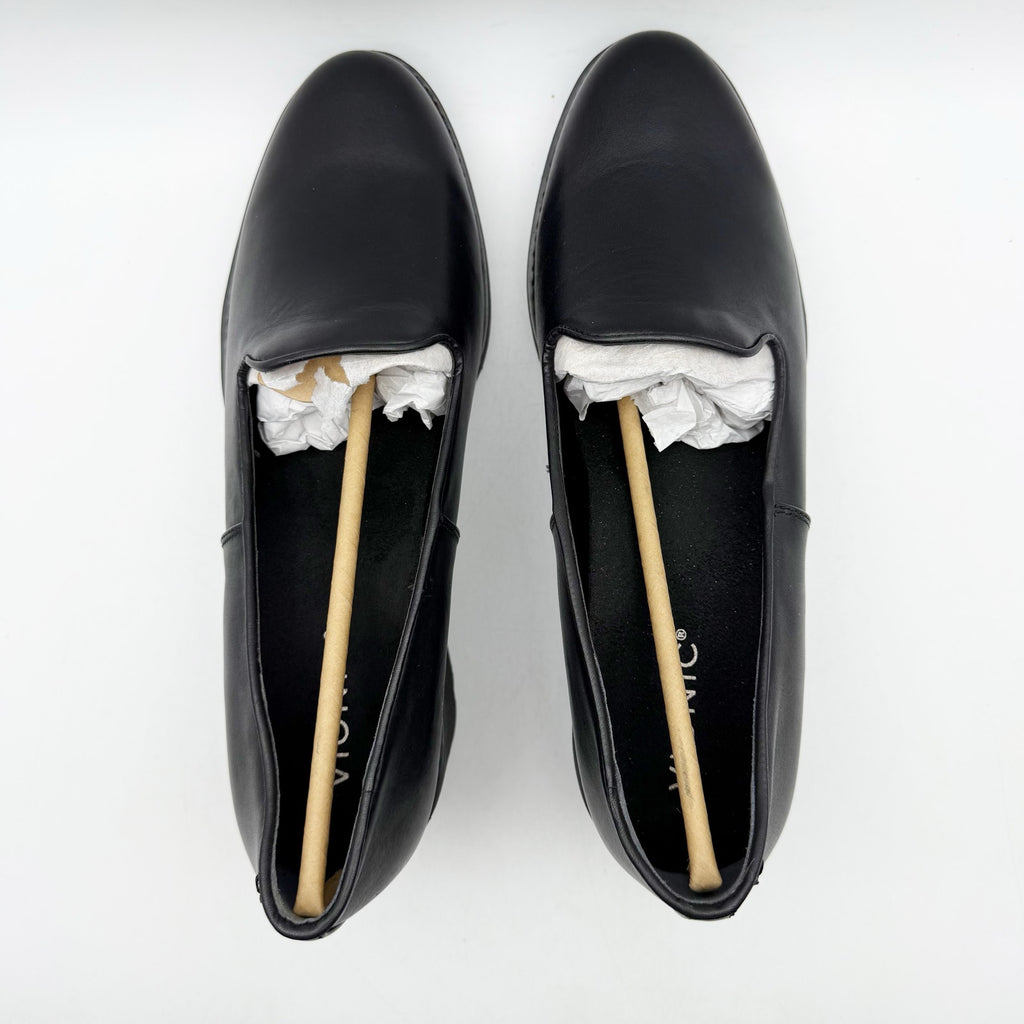 Vionic Womens Willa Wedge Loafers US 9 M EU 40 Black Leather Slip On NWOB