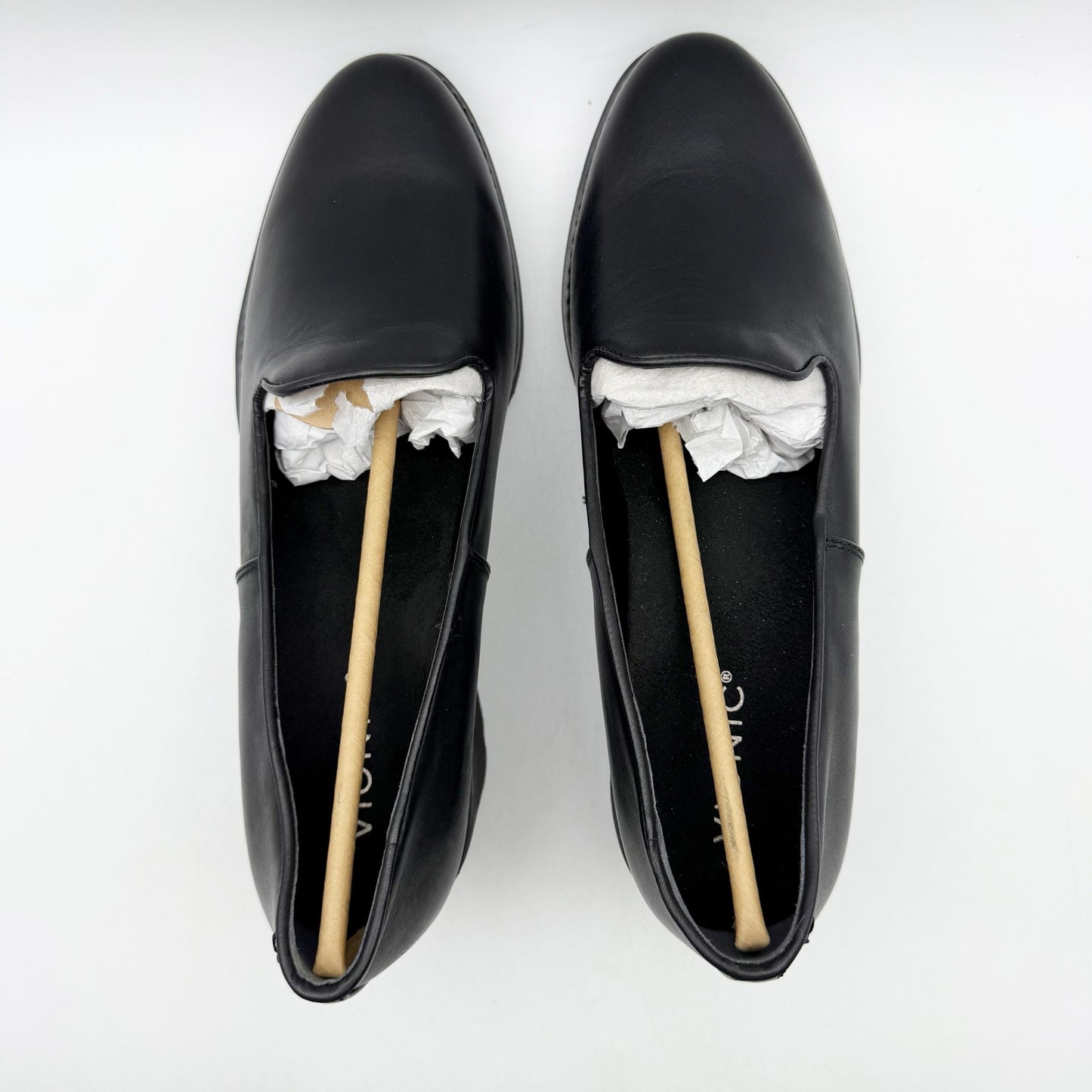 Vionic Womens Willa Wedge Loafers US 9 M EU 40 Black Leather Slip On NWOB