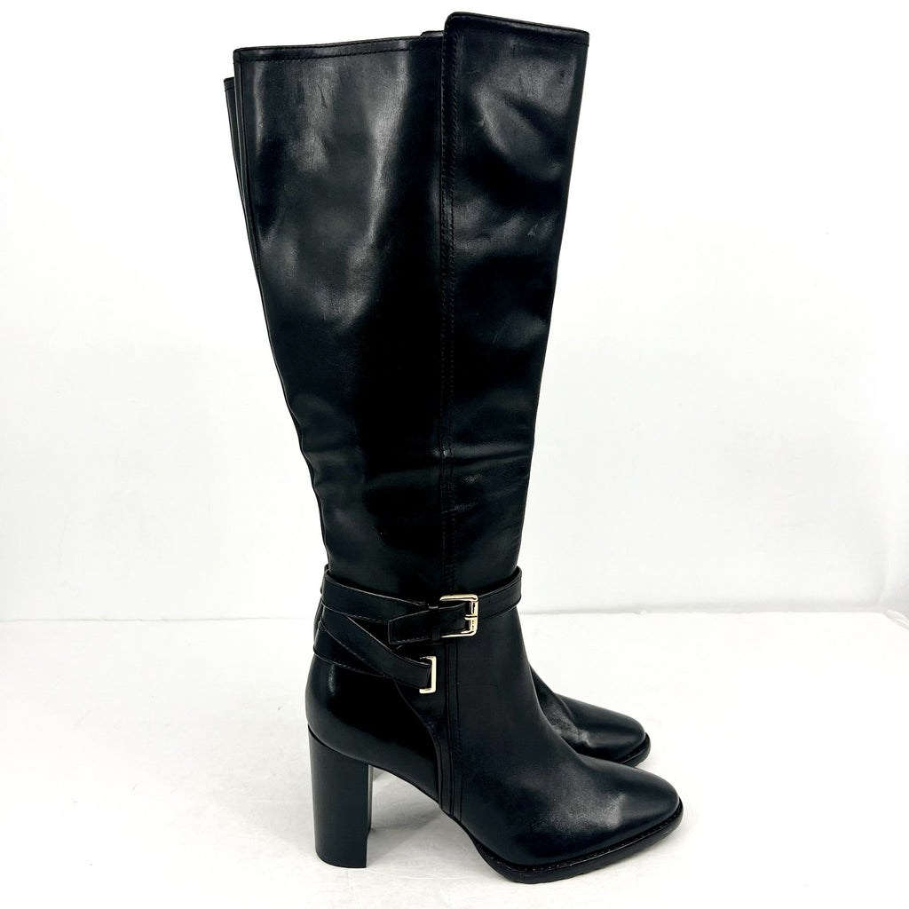 Lauren Ralph Lauren Womens Manchester Knee High Boots US 10 Black Leather NWOB