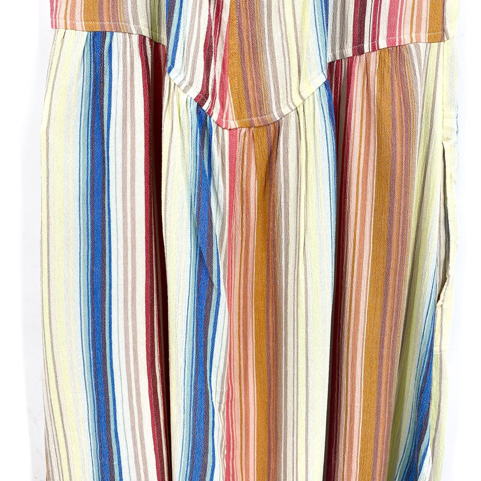 PRANA Women's Fernie Boho Dress Large Multi Baja Stripe Crisscross Cover Up NWT