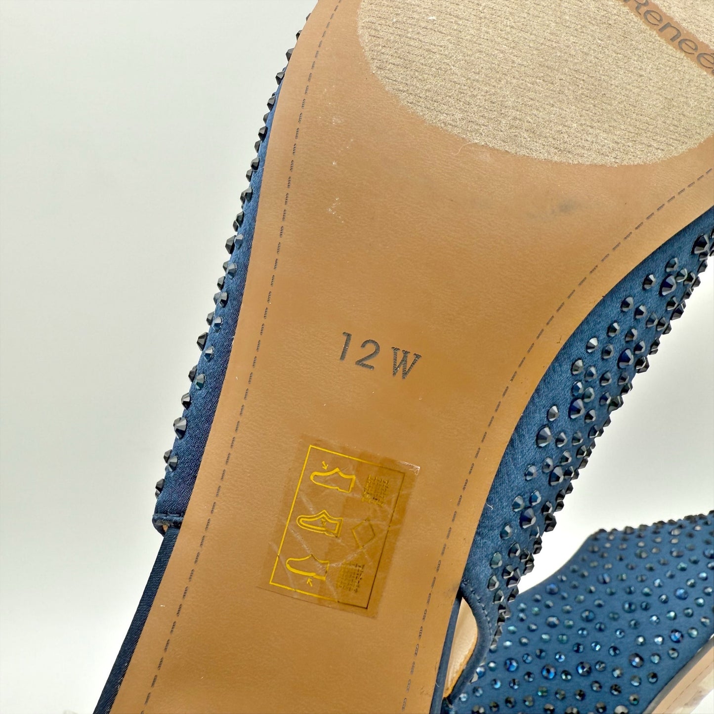 J. Renee Womens Ferryanne Kitten Heel US 12 Wide Navy Rhinestone NIB