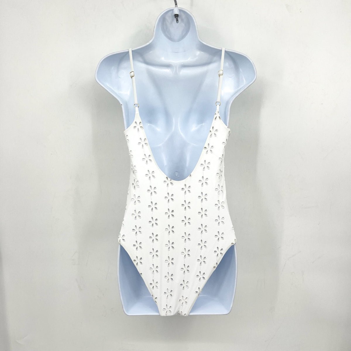 BEACH RIOT Reese Eyelet One Piece Swimsuit Small White Magnolia V-Neck NWT