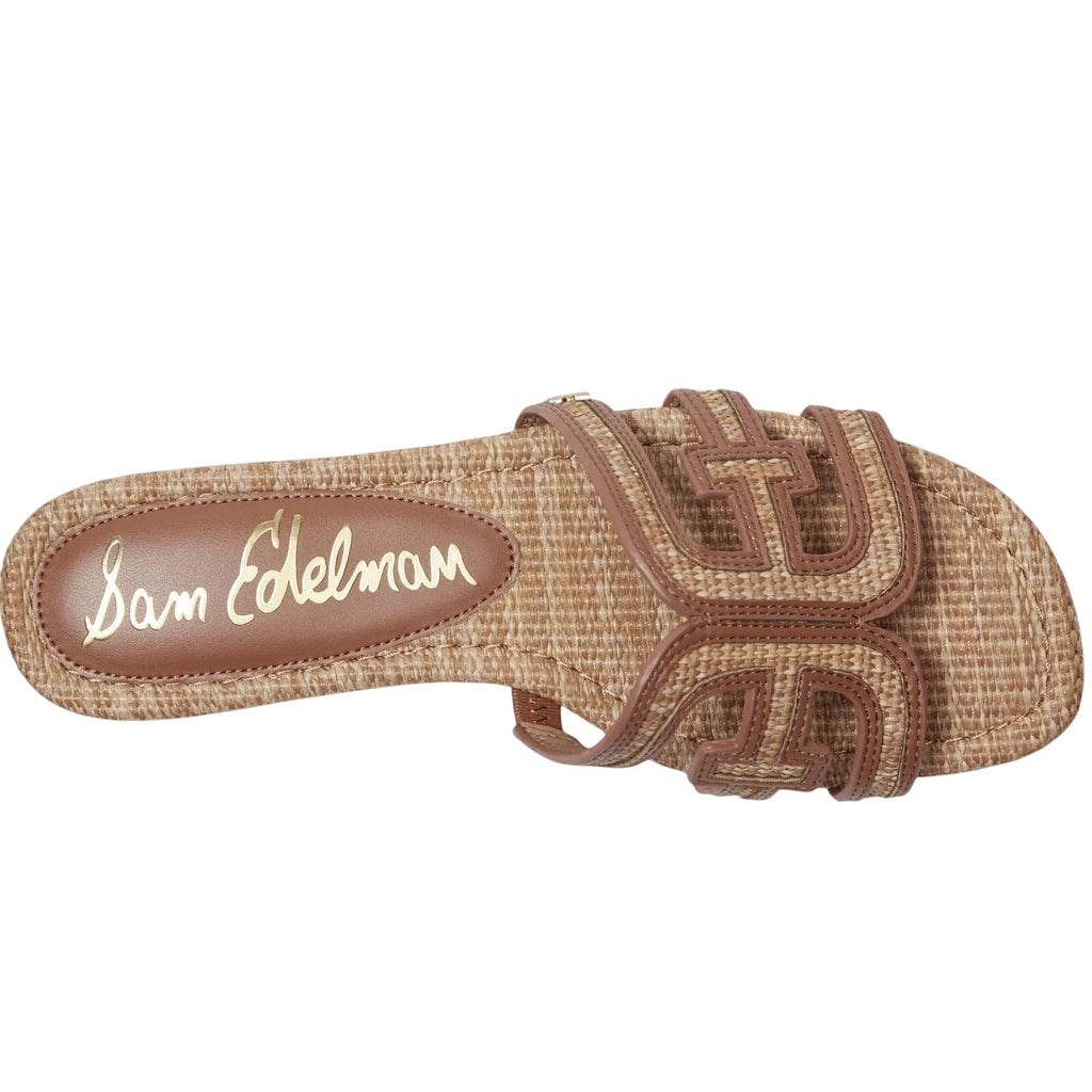 Sam Edelman Women's Bay Slide Sandals Size 7 EU 37 Tan Raffia Flats NIB