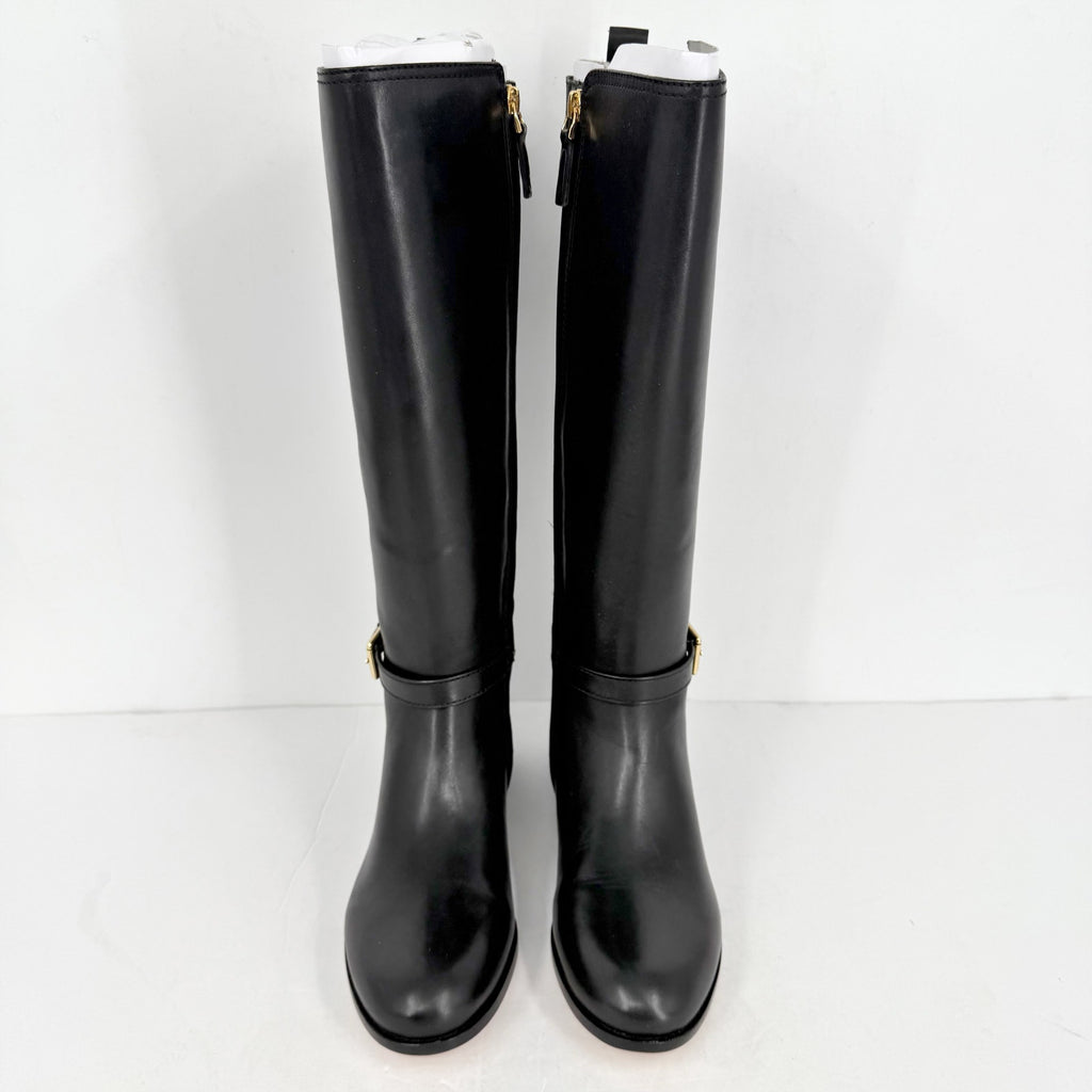 Lauren Ralph Lauren Womens Blayke Buckled Riding Boots US 5 Black Leather NWOB