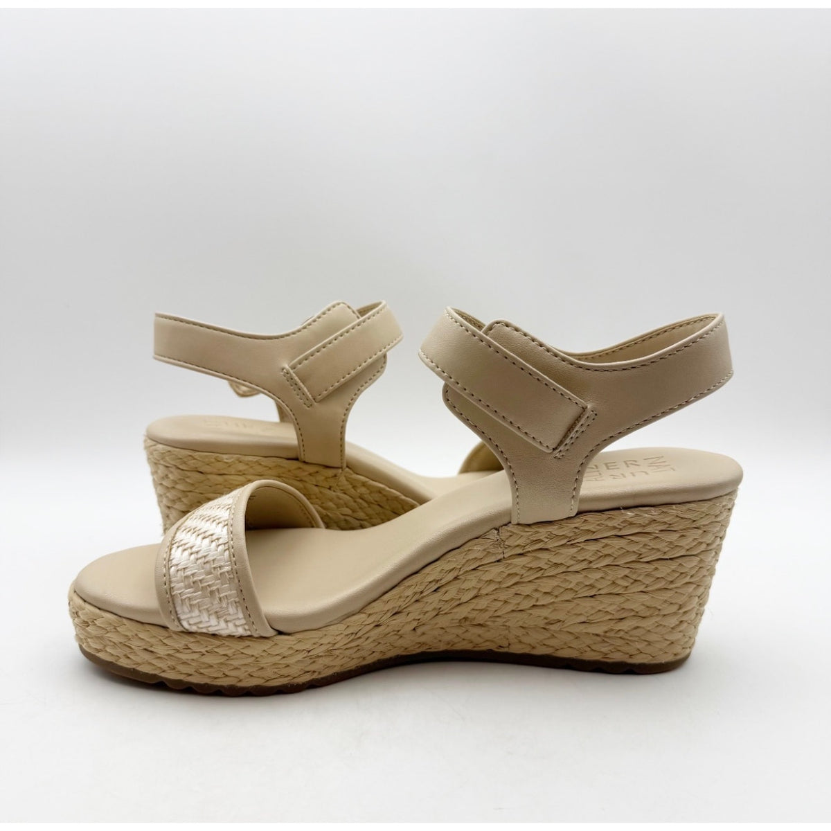 Naturalizer Women's Stella 2 Espadrille Wedge Sandals Size 8 M Beige Leather NIB
