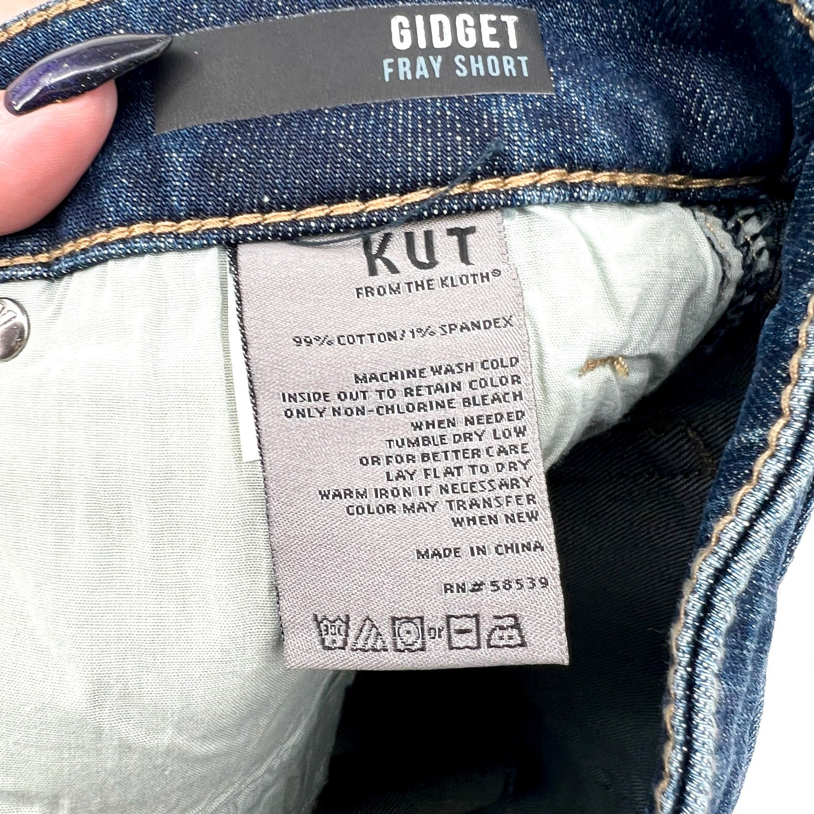 KUT FROM THE KLOTH Gidget Fray Jean Shorts Size 8 Dark Blue Denim NWT