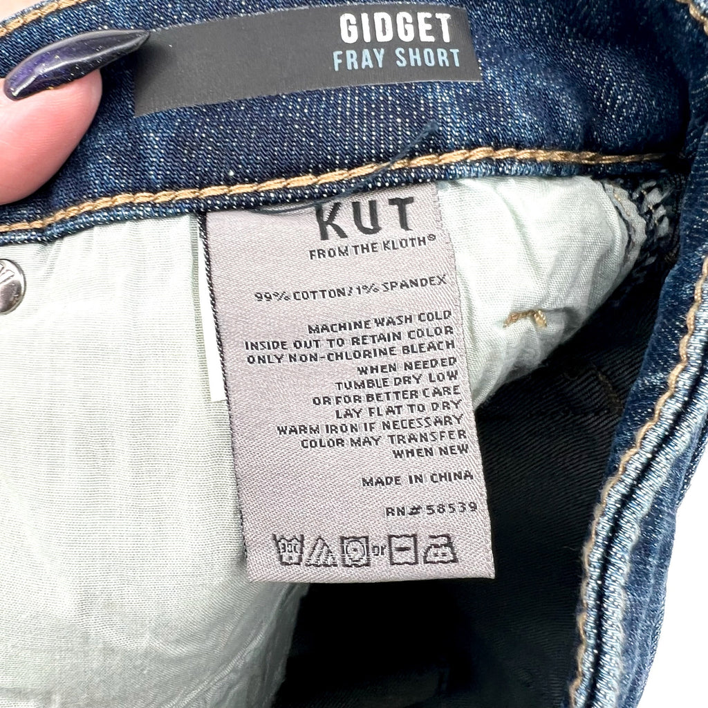 KUT FROM THE KLOTH Gidget Fray Jean Shorts Size 8 Dark Blue Denim NWT