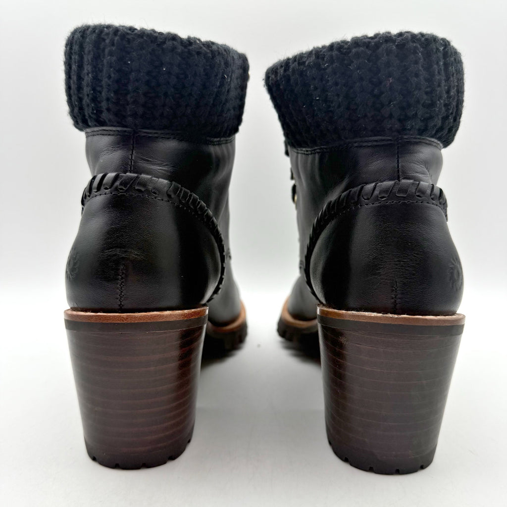 Jack Rogers Womens Harper Hiker Boots US 7.5 Black Leather Water Resistant NIB