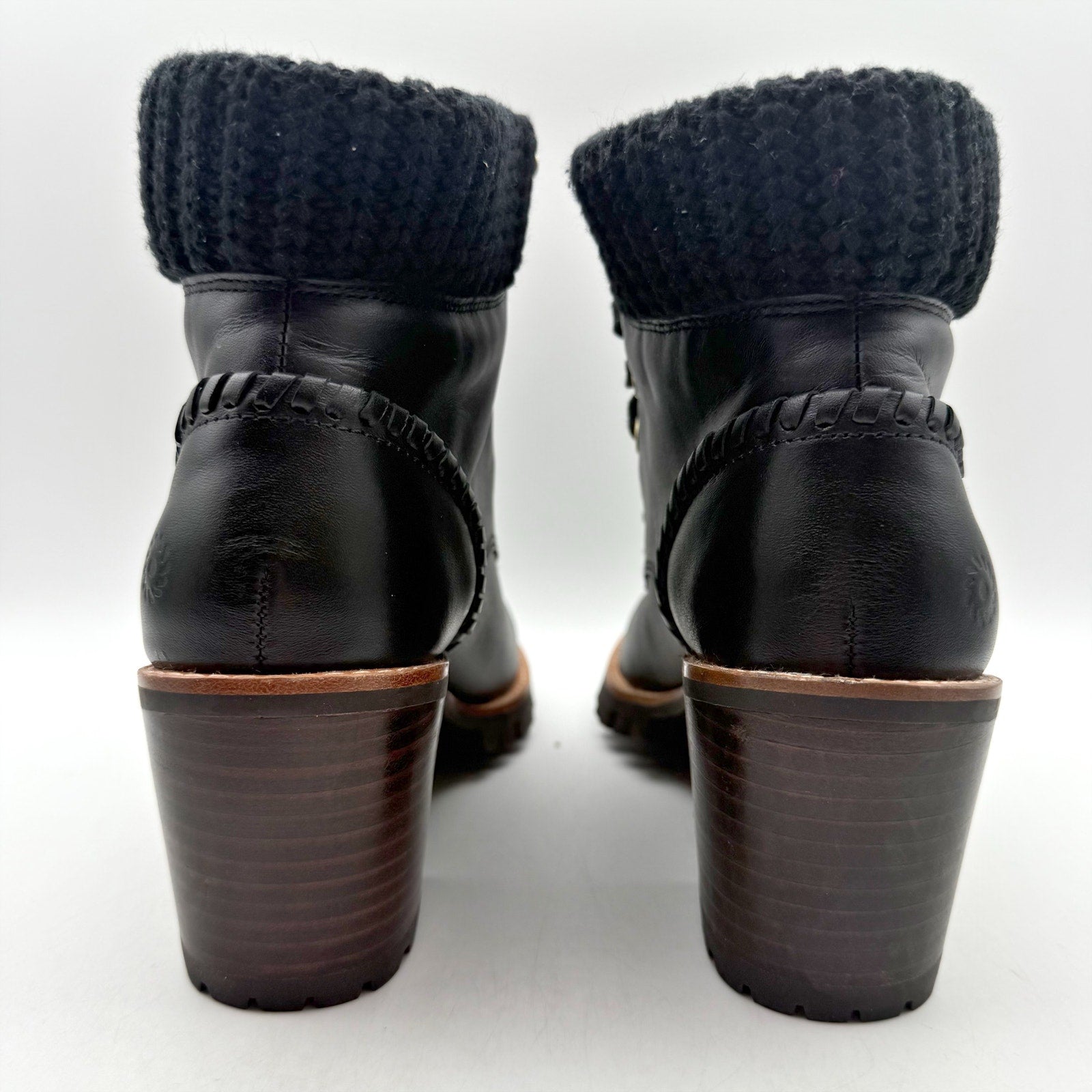 Jack Rogers Womens Harper Hiker Boots US 7.5 Black Leather Water Resistant NIB