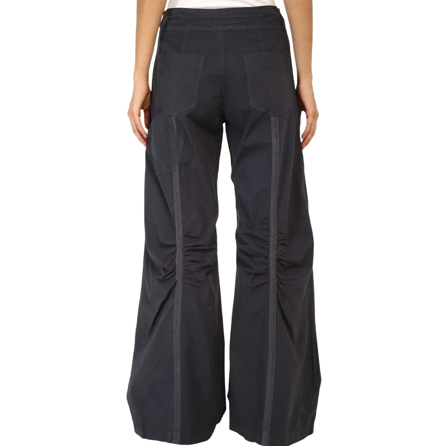 XCVI Women's Willowy Wide Leg Pants Large Charcoal Grey Stretch Poplin NWT