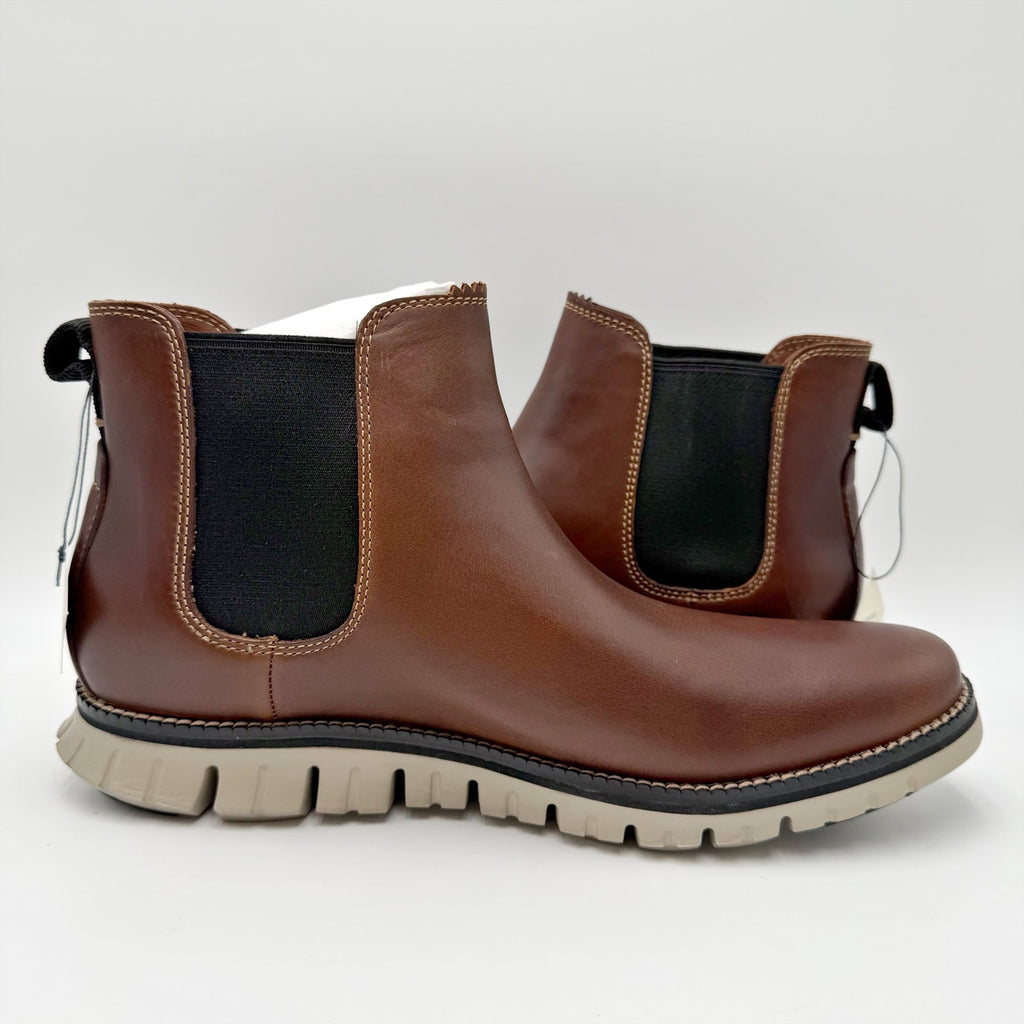 Cole Haan Mens Zerogrand Chelsea Boots Size 8.5 M Brown Leather Waterproof NIB