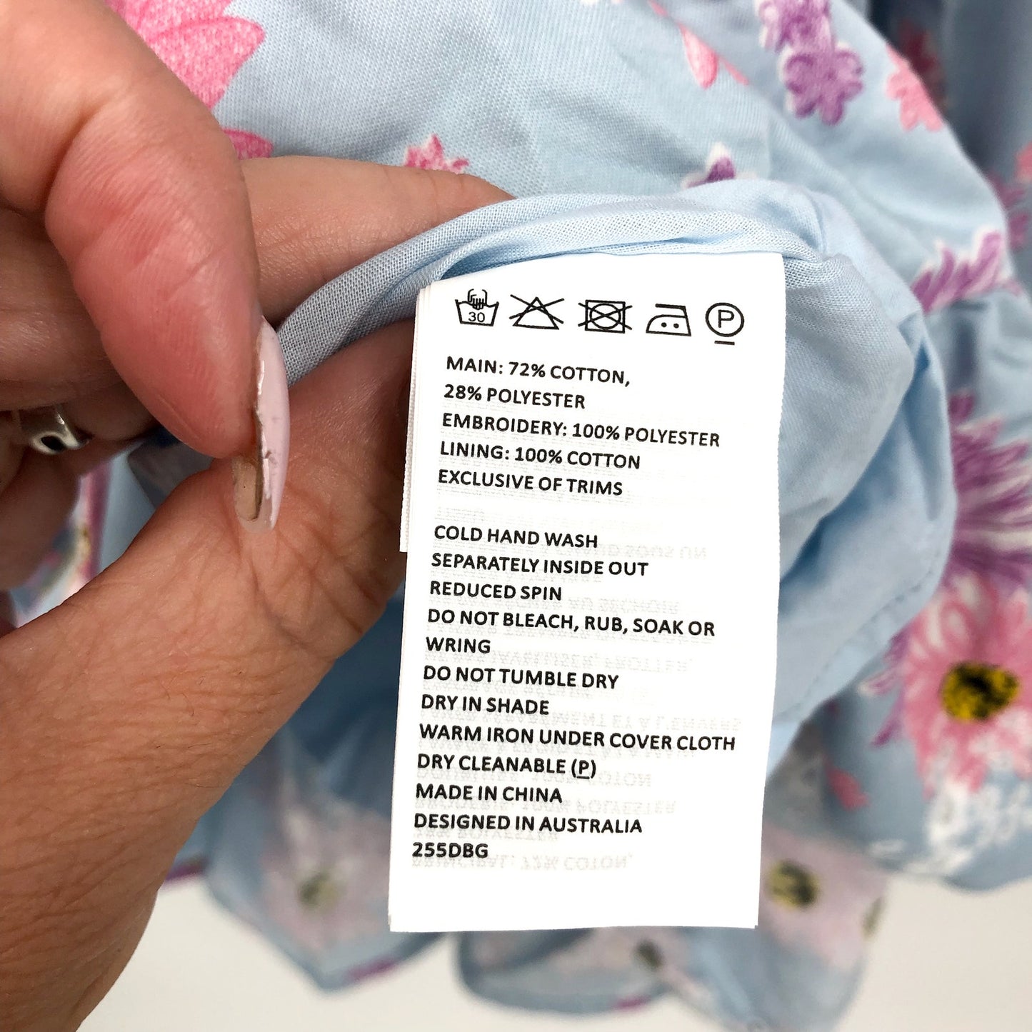 BARDOT Girls Ella Broderie Dress Size 8 Blue Floral Size Long Sleeve NWT