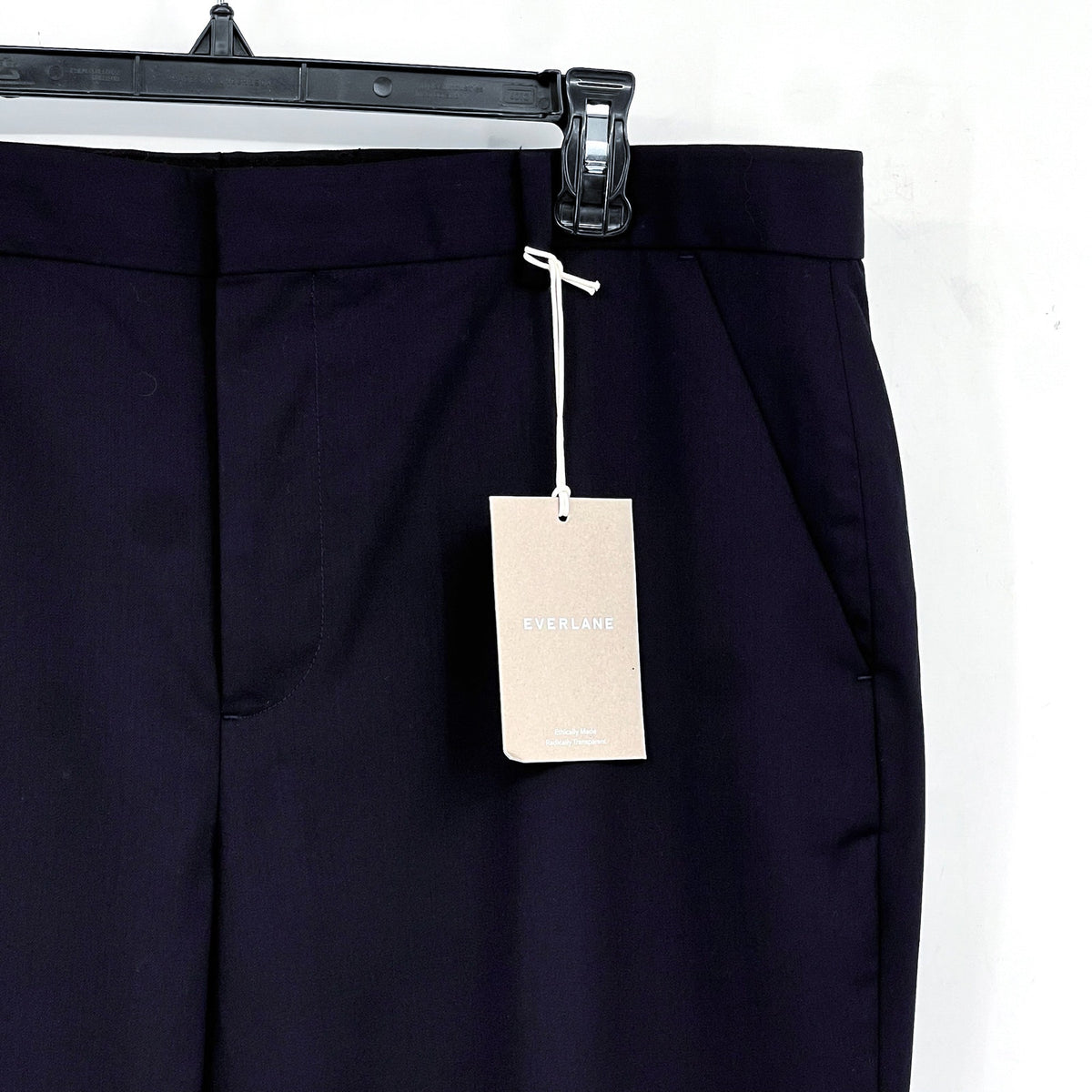 EVERLANE Men's Italian Wool Dress Pants 35x32 Navy Blue Flat Front NWT