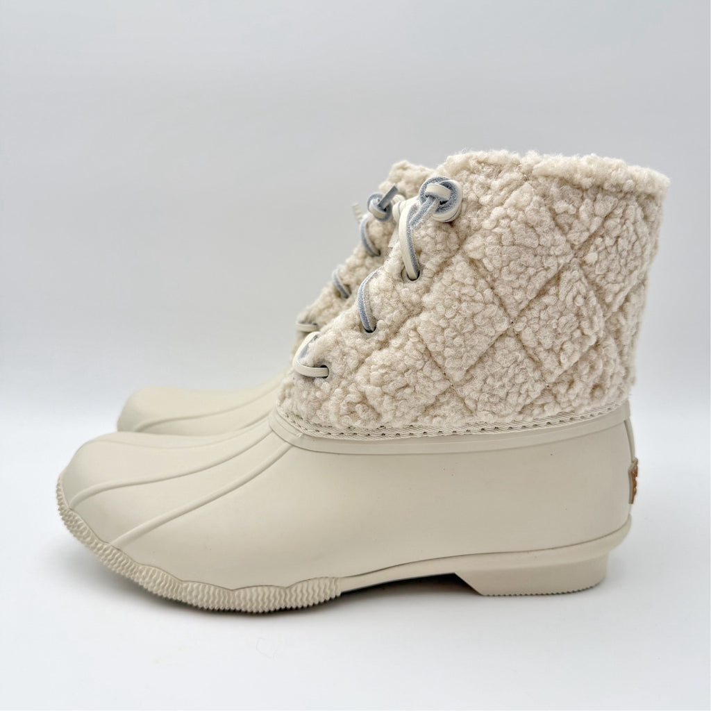 Sperry Womens Saltwater Ankle Booties US 7 EU 37.5 White Sherpa NIB