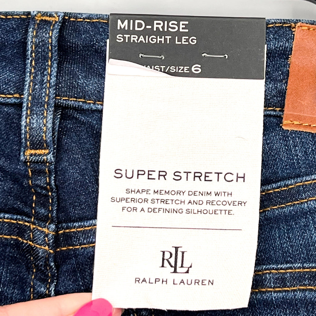 LAUREN RALPH LAUREN Womens Mid Rise Straight Leg Jeans Size 30 US 10 Blue NWT