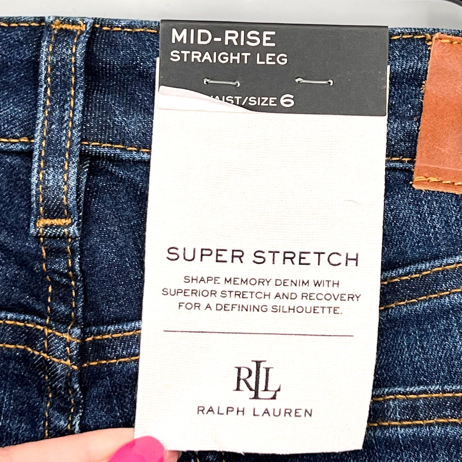 LAUREN RALPH LAUREN Womens Mid Rise Straight Leg Jeans Size 30 US 10 Blue NWT