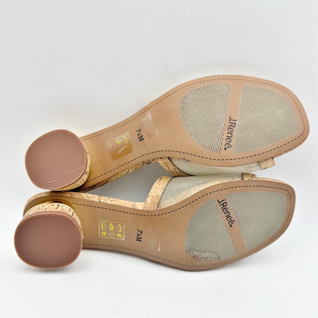 J. Renee Womens Amorra Heeled Sandals US 7.5 M Natural Gold NWOB