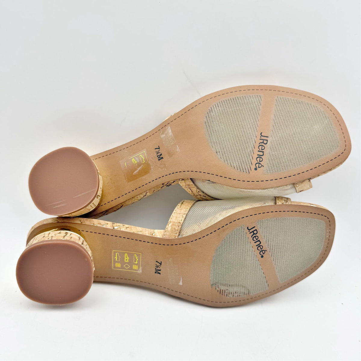 J. Renee Womens Amorra Heeled Sandals US 7.5 M Natural Gold NWOB