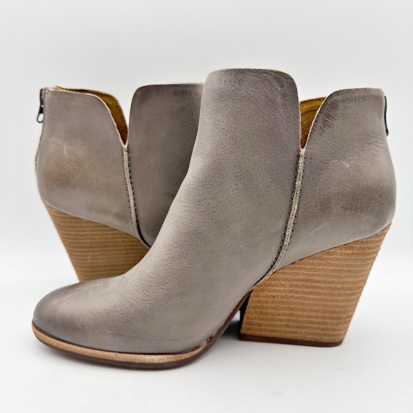 Kork-Ease Womens Chandra ll Heeled Bootie US 8.5 M EU 39 Grey Leather NIB