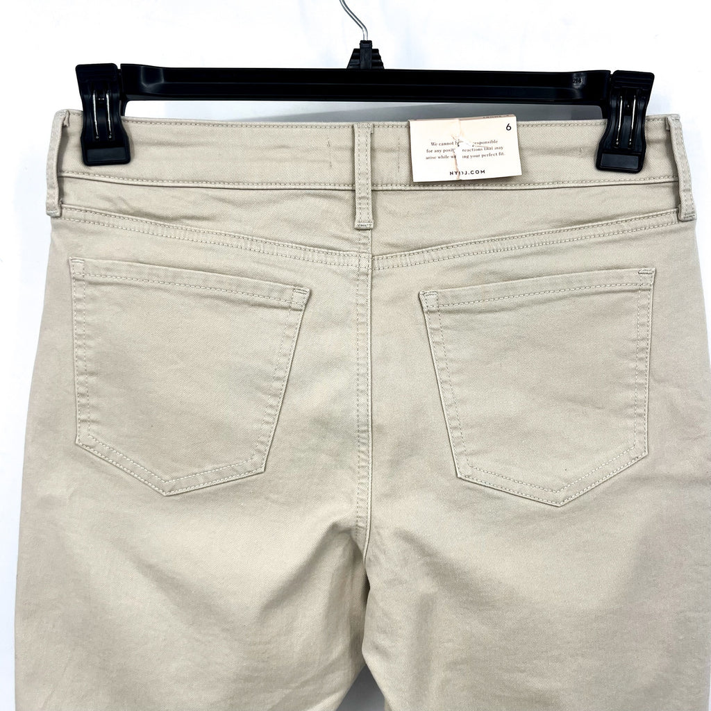 NYDJ Women's Ella Denim Shorts Size 6 Feather Beige Side Seam Slit Bermuda NWT