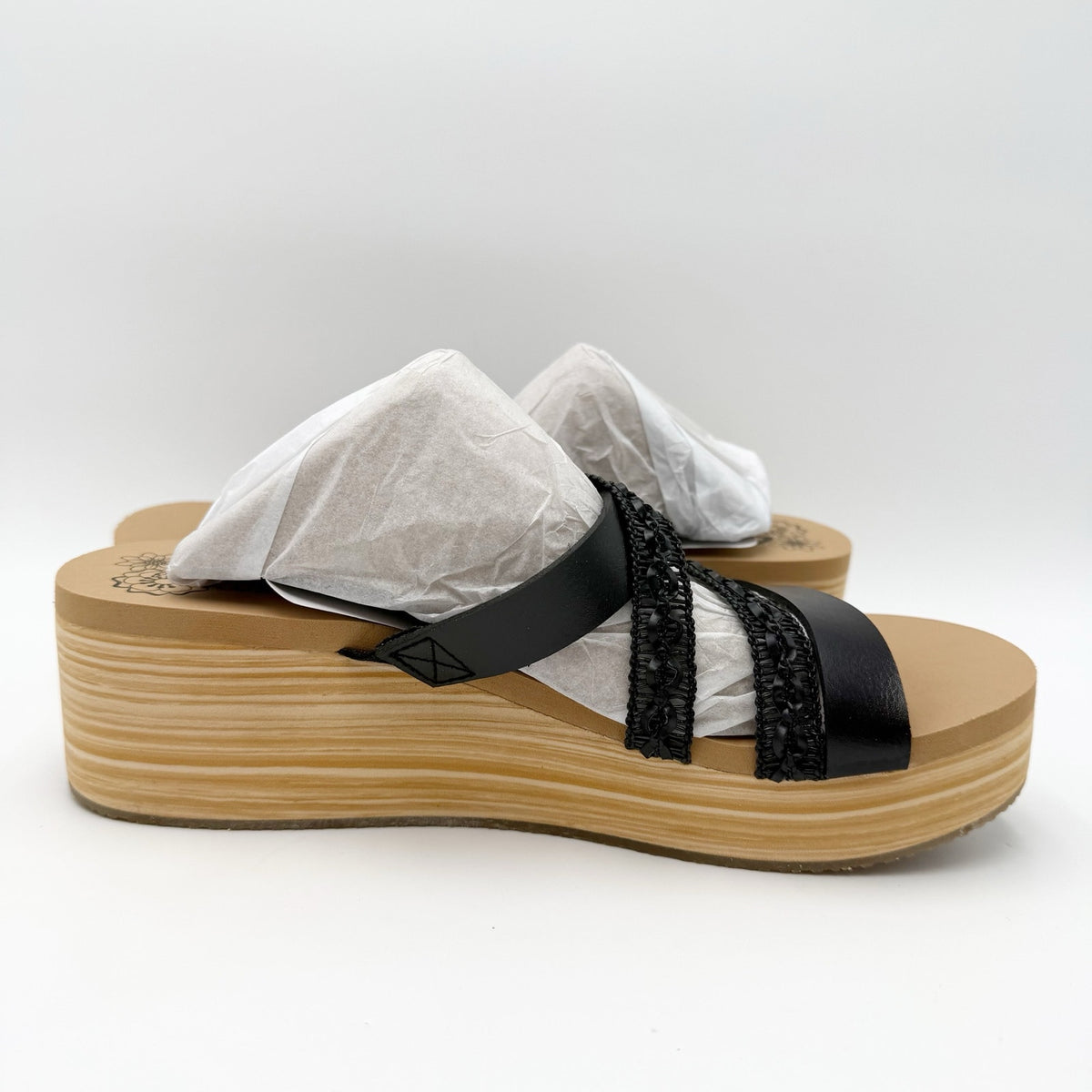 Skechers Womens Summers Wedge Sandals Size 9 EU 39 Black Slip On NIB