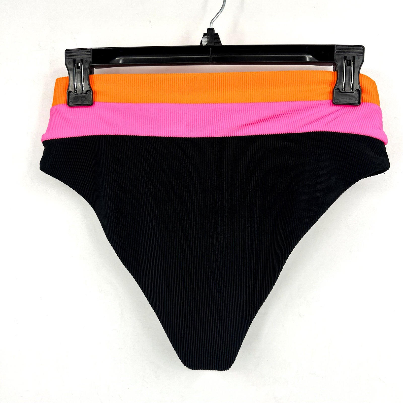 BEACH RIOT Heidi Bikini Bottoms Medium Black Pink Colorblock High Waist NWOT