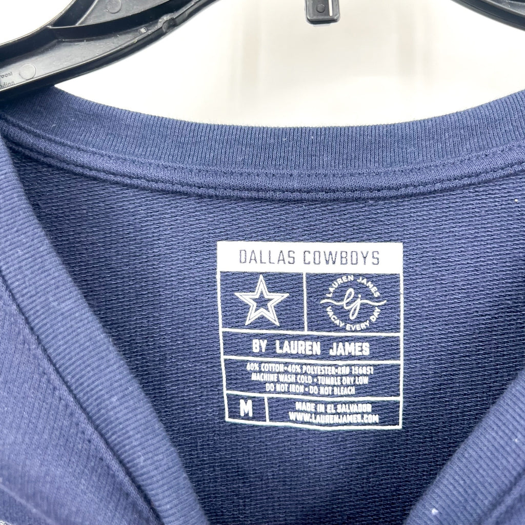 Lauren James Womens DALLAS COWBOYS Helmet Crop Sweatshirt Medium Navy Blue NWT
