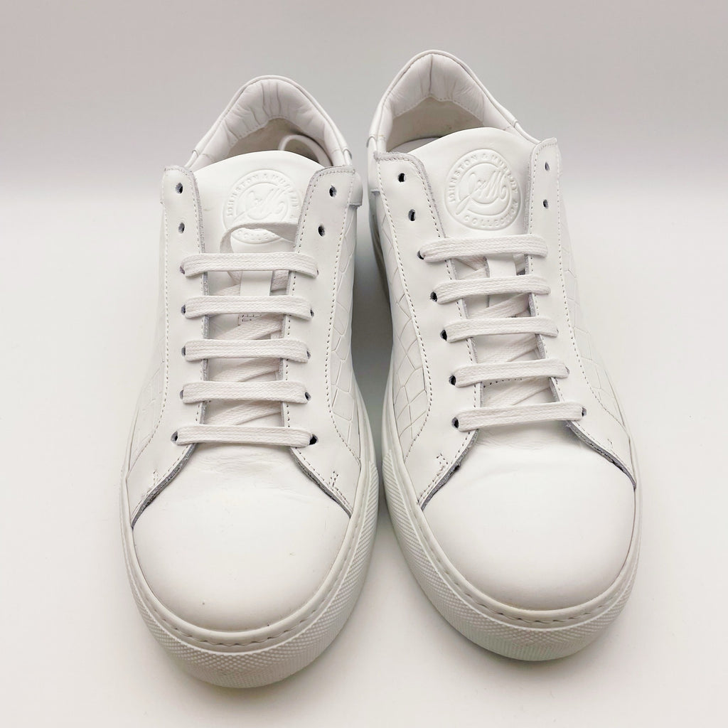 Johnston & Murphy Mens Jake Lace to Toe Casual Sneakers US 8.5 White Leather NIB
