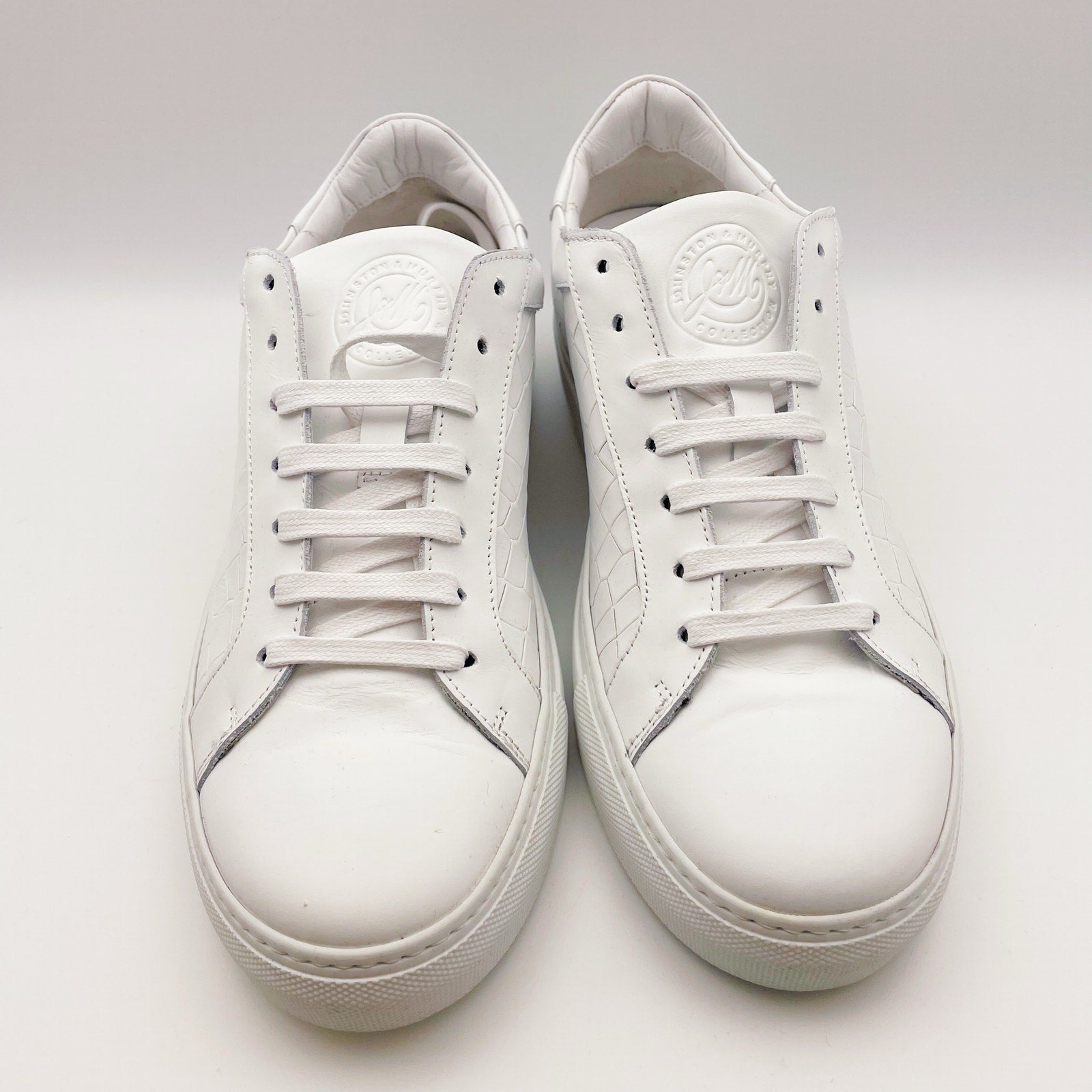 Johnston & Murphy Mens Jake Lace to Toe Casual Sneakers US 8.5 White Leather NIB