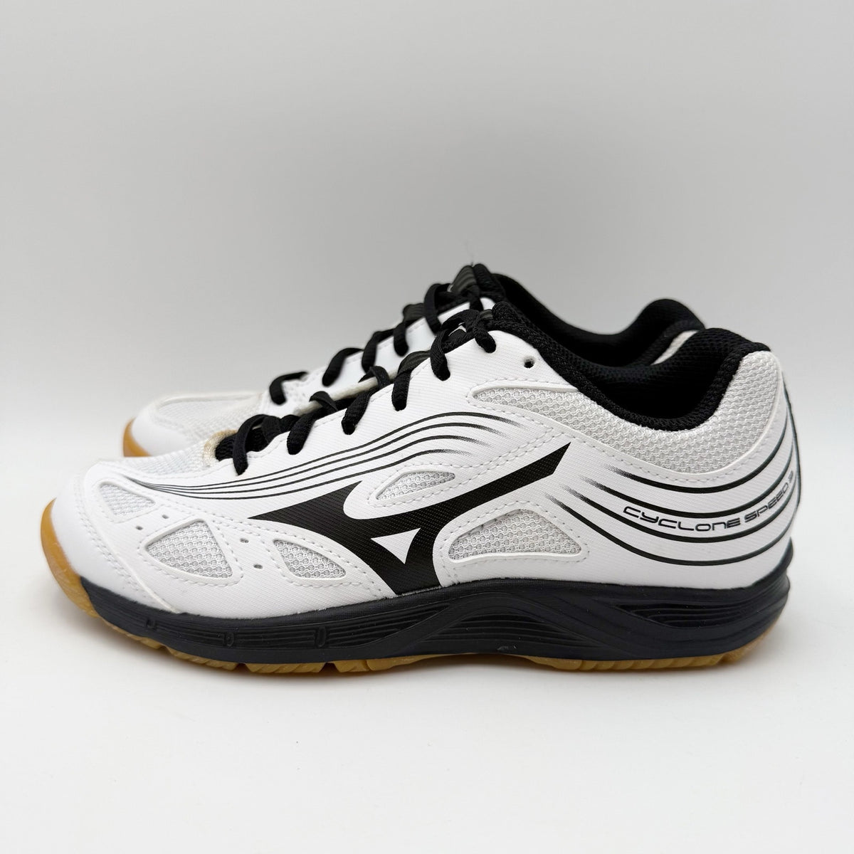 MIZUNO Womens Cyclone Speed 3 Volleyball Shoe Size 8 White Black Lace Up NWOB