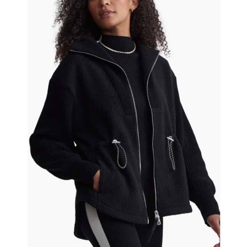 VARLEY Women's Renea High Pile Fleece Jacket Large Black Long Sleeve NWT