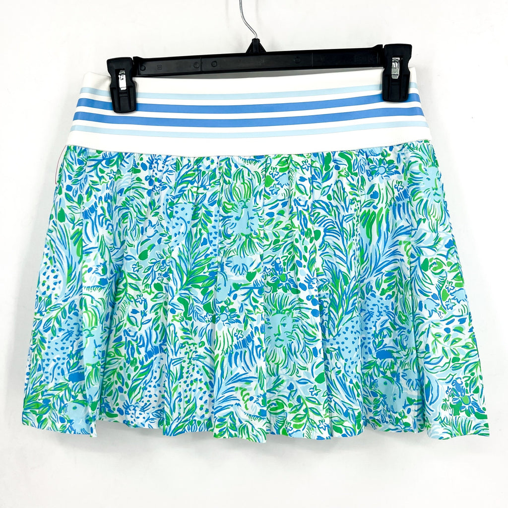 LILLY PULITZER Womens Luxletic Yvonne Skort Large Hydra Blue Dandy Lions NWOT