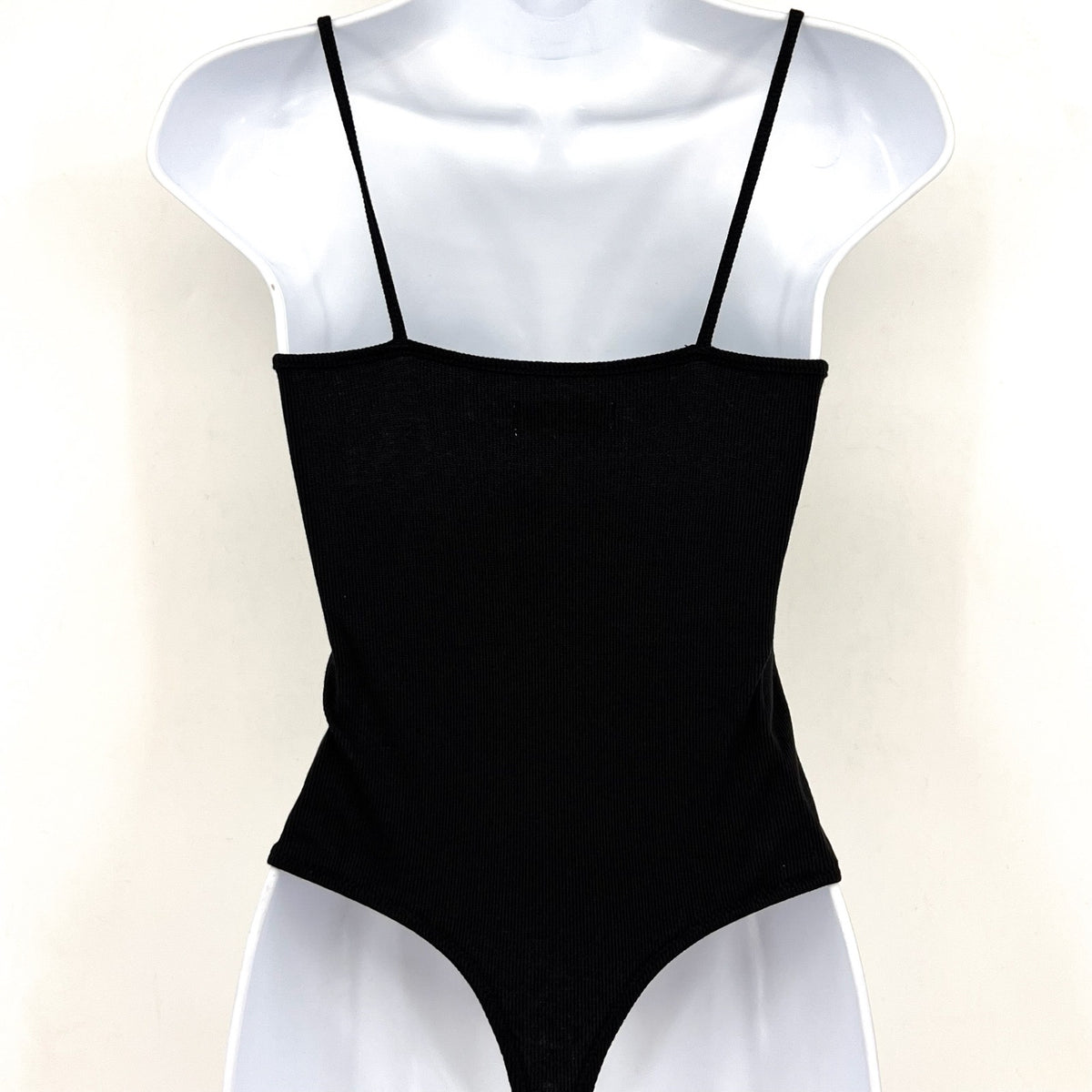 Madewell Women's Ribbed Spaghetti-Strap Bodysuit XS Black Thong AN423 NWT